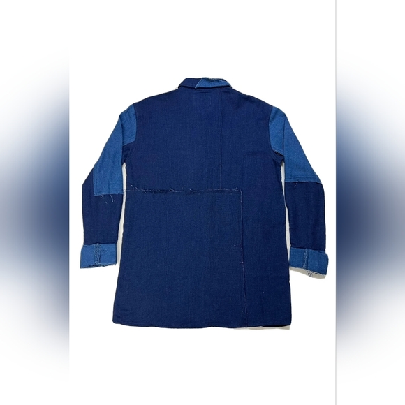 Sandrine Rose x Free People Long Shirt Women’s Small Patchwork Handmade Blue - Picture 3 of 8